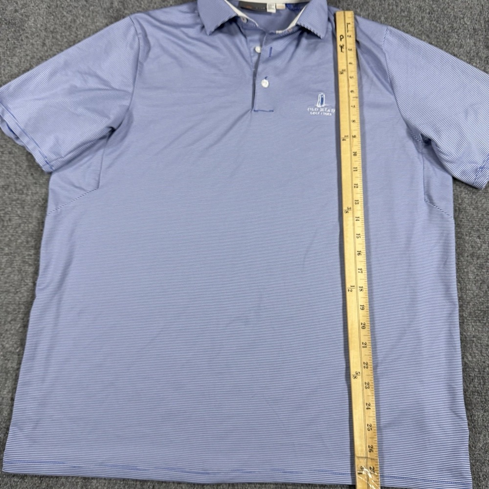 Kjus Old Head Golf Links Polo Mens XL Blue Striped Soren Performance UPF 50+ - Picture 5 of 9